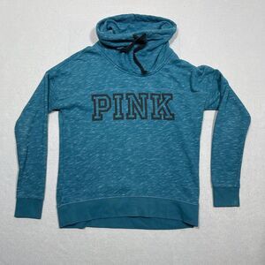 Pink Victoria Secret Sweater Women Size Small Funnel Neck Sweatshirt Green